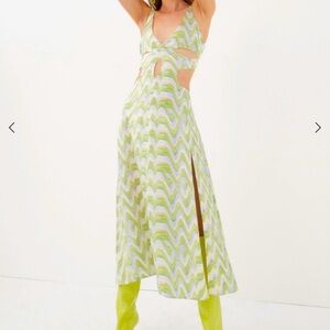 NWT For Love & Lemons - Green and White Patterned Maxi Dress